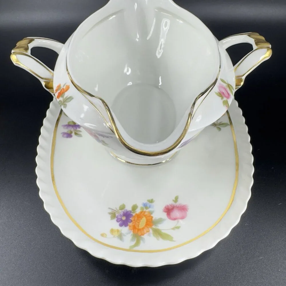 Vintage K&A Krautheim Selb Bavaria Porcelain‎ Sauce Bowl Gravy Boat With Handles